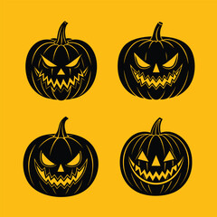 Halloween Pumpkin Vector Art Collection – Evil Creepy Cute Spooky Faces for Scary Holiday Decorations