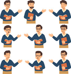 Flat Design Teacher Character Set &ndash; Modern Educator Illustrations for School and Education Projects
