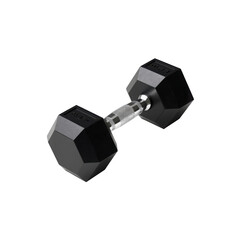 Black Hex Dumbbell Isolated on Black Background