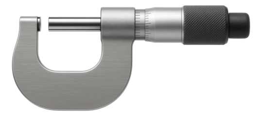 Mechanical micrometer with a vernier scale, used for high-precision measurements in a machine shop.