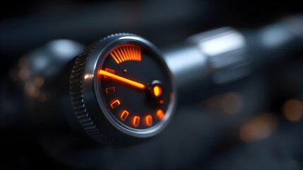 Detailed Close-Up of a Pressure Gauge with LED Display and Background Blurred Lights