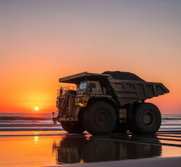 Fototapeta premium truck at sunset