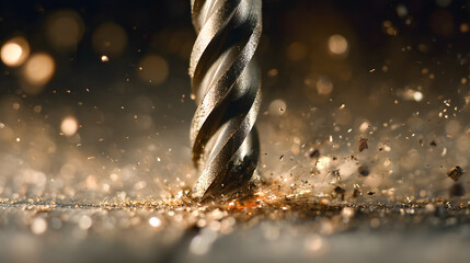 Dynamic Action Shot of a Drill Making Precision Cuts in Metal Work