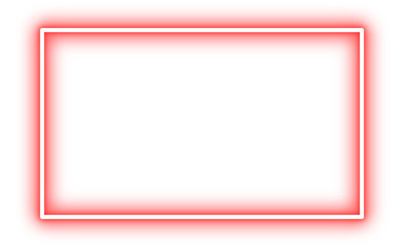 Neon red rectangle frame border with soft glow for posters, highlights, and overlays