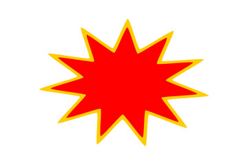 Red starburst explosion shape with yellow outline for stickers, badges, and graphic overlays