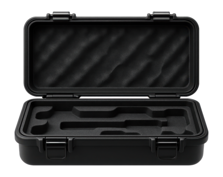 Plastic modular case with snap-fit latches and foam inserts for delicate instrument storage.