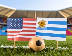 Soccer flags on field