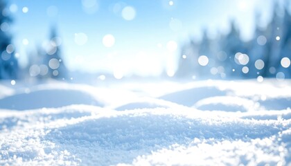 Serene Winter Landscape with Soft Snow Cover and Glowing Light Reflections Creating a Dreamy Atmosphere of Nature's Tranquility