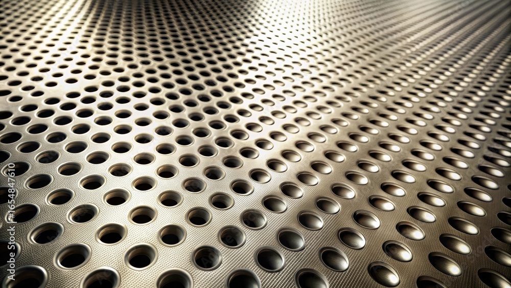 Aufkleber abstract metallic surface with regularly spaced perforations displaying a subtle curvature and textu