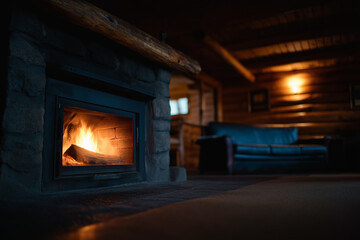 Rustic Living Room Featuring Warm Fire