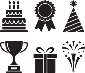 CelebratiCelebration Silhouette Icons Anniversary, Awards, and Festive Symbols