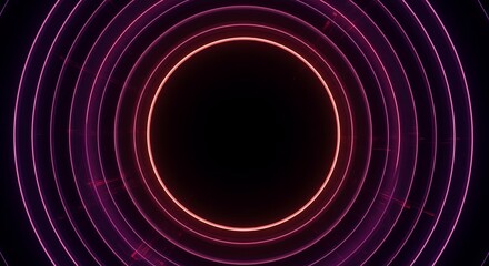 Neon Pink and Orange Concentric Circles Abstract Background Design