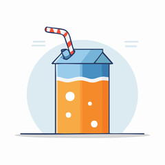 Cartoon Juice Box With Straw