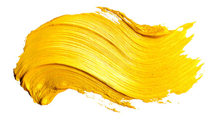 Golden paint stroke, isolated on transparent background