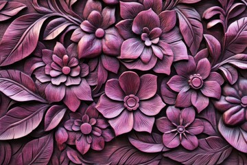 Obraz premium Intricate floral carvings create a rich, deep purple background design.