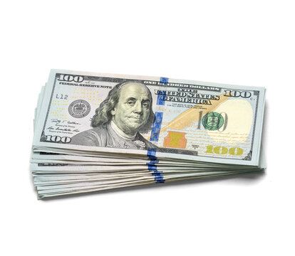 Stack of Hundred Dollar Bills on Transparent Background