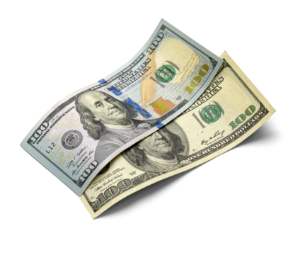 Two Hundred Dollar Bills on Transparent Background - Powered by Adobe