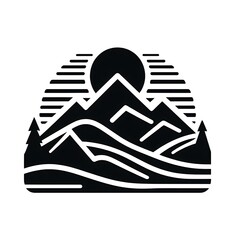 Elegant Landscape Silhouette of Mountains &ndash; Flat Vector Illustration