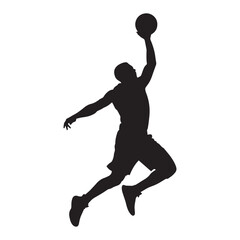 Basketball Player Dunking Silhouette Vector PNG Transparent Background