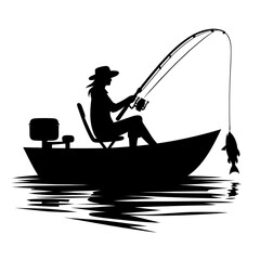 Fishing Scene Silhouette &ndash; Outdoor and Leisure Vector Graphic
