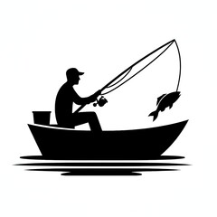 Person Fishing Silhouette &ndash; Black Vector Illustration