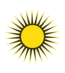 Sun icon. Yellow sun icon. Set the sun's rays to shine.