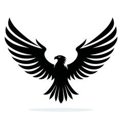 Flying Eagle Silhouette &ndash; Black Bird Vector Illustration