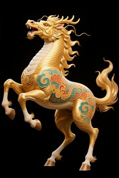 Auspicious Golden Kylin Art Statue
