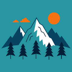 Obraz premium vector illustration of a winter landscape