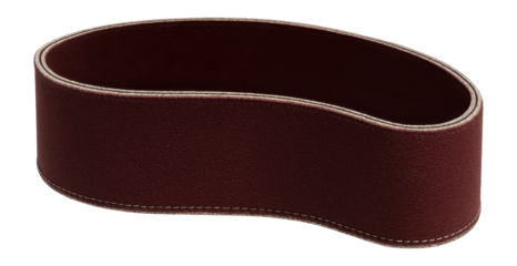 Flexible cloth-backed abrasive belt for contour sanding in a custom cabinetry shop.