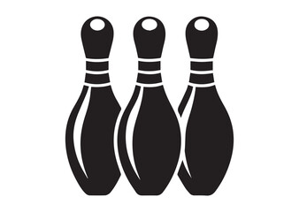 Fototapeta premium Set of bowling pins silhouette black vector white background