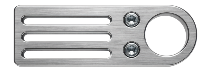 Aluminum pipe bracket with a slotted design for easy adjustment in laboratory setups.