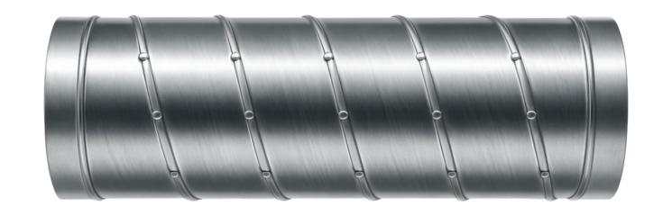 Spiral-wound metal duct block with interlocking seams for enhanced structural integrity.