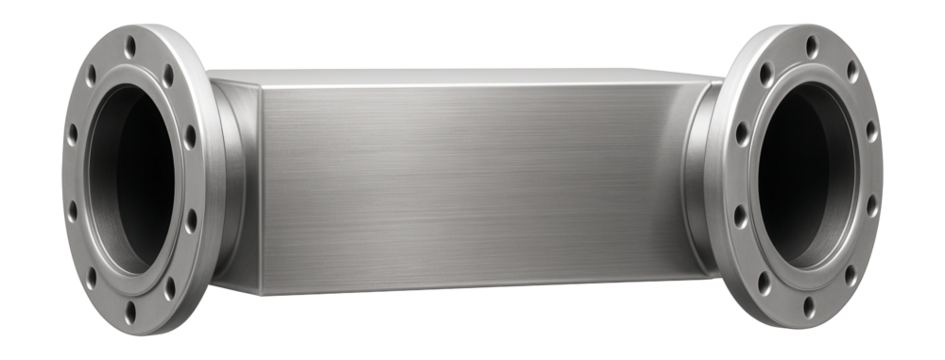 Rectangular duct block with flange connections for quick assembly in large projects.