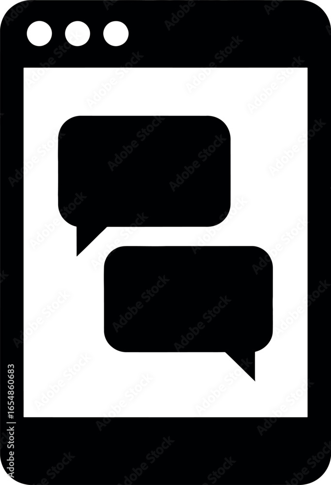 Poster vector art of two chat bubbles inside a smartphone screen, isolated on white background transparent 
