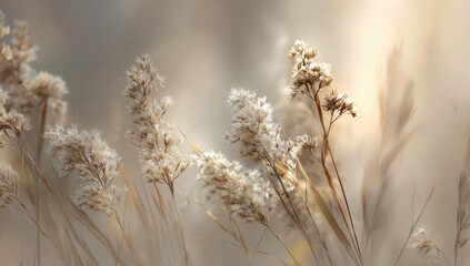 Delicate, light-toned grasses in soft focus