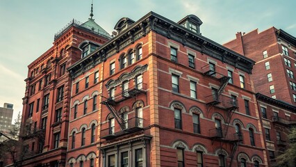 Exterior of a brick building in new york city on a sunny day