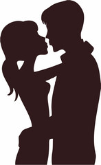 Silhouette kiss men and women...
