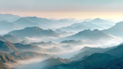 Fototapeta premium Misty mountain range at dawn (4)