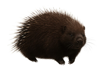 Obraz premium Porcupine with spiny quills and dark brown fur