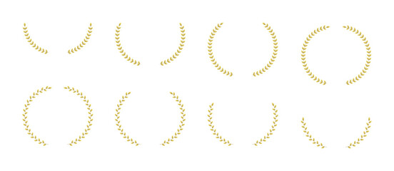 Golden laurel wreaths forming various decorative elements
