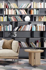 Large luxury modern bright interiors Living room mockup illustration 3D rendering image
