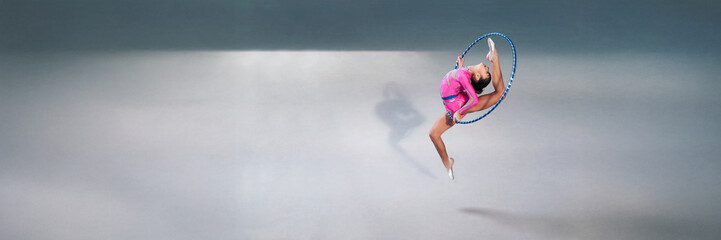 Rhythmic Gymnast with Hoop Wide Banner with Copy Space