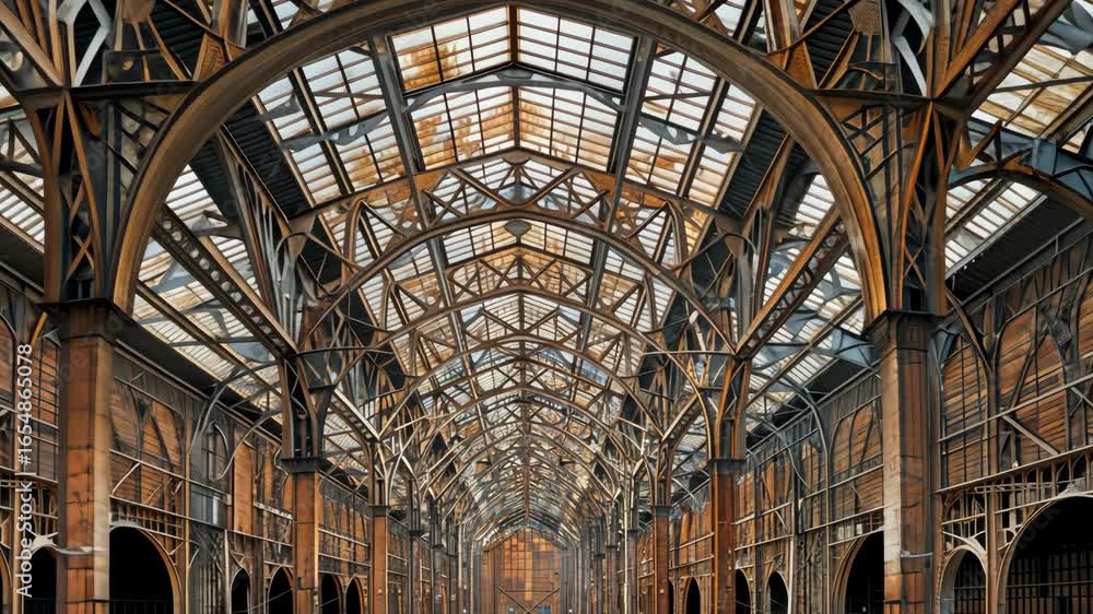 Aufkleber magnificent architecture showcases elaborate archways and light-filled spaces in a historical buildi