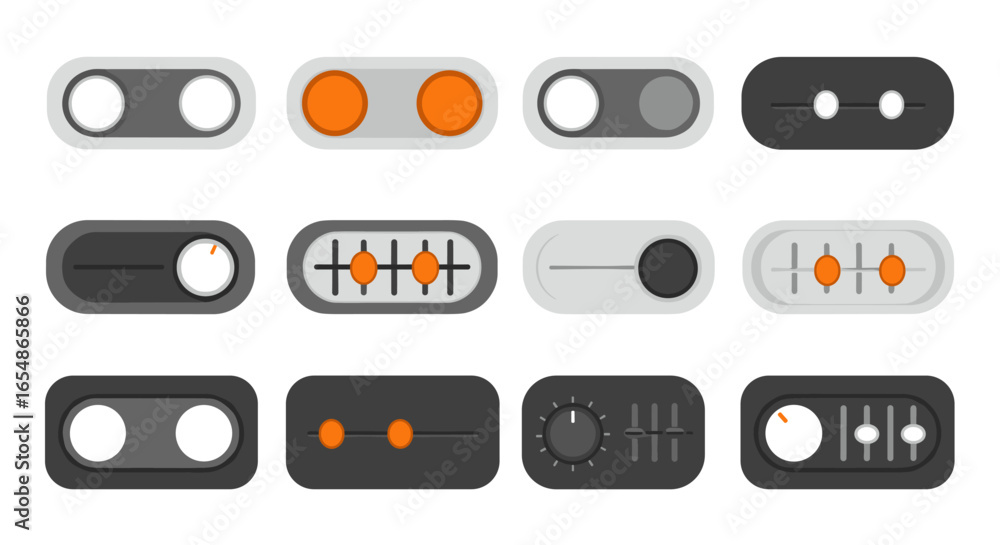 Poster modern toggle and slider switches in flat design