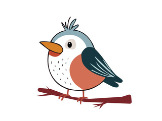 Cute bird vector, cartoon animal, stylized character illustration, isolated on white background.