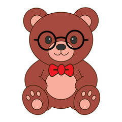 Teddy Bear With Tie and Glass