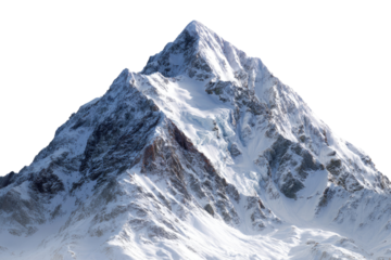 Snow-capped mountain peak, dramatic close-up view
