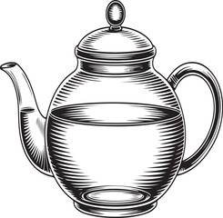Obraz premium Artistic Glass Teapot Illustration – Classic Tea Brewing Vessel Drawing