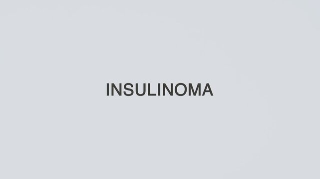 Insulinoma word diagnosed with a stethoscope held in hand on a white background, illustrating pancreatic tumor, medical evaluation, healthcare concept, and patient awareness